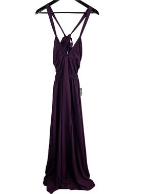Express Plum Maxi Dress with Strappy Cross-Back and Side Cut Outs Size Medium